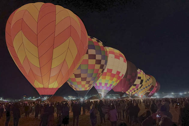 Dawn Patrol lineup at Albuquerque's Balloon Fiesta Park. My photo.