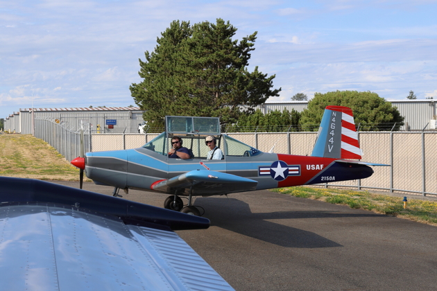 Getting ready for takeoff with Trent Hendricks in his Kachina for his formation check flight. Photo by Bob Stoney.