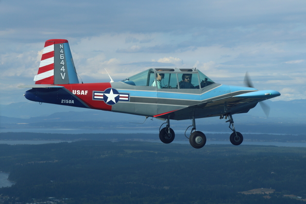 Taking the lead with Trent Hendricks in his Kachina during his formation check flight. Photo by Bob Stoney.