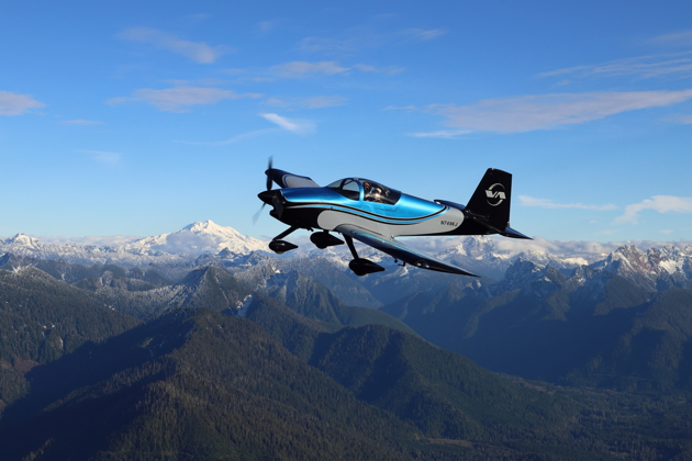 Steve Dame's RV-9A and Glacier Peak in the distance. Photo by Dennis Jones.