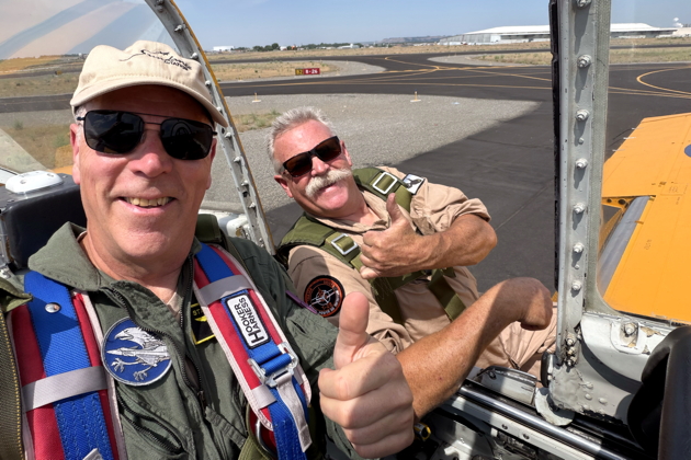 Getting ready to fly in T-28B N2207Y with Pete Blood. My photo.