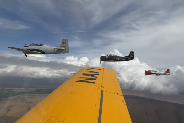 T-28D 'Lumpy', T-28B 'LC' and Scott Urban's T-28B N63NA from T-28B N2207Y. My photo.