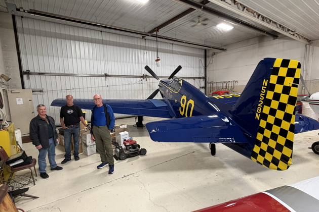 Lebeau Nicholson, Warren Pietsch and Root Moser with the Thunderbird P-51.
