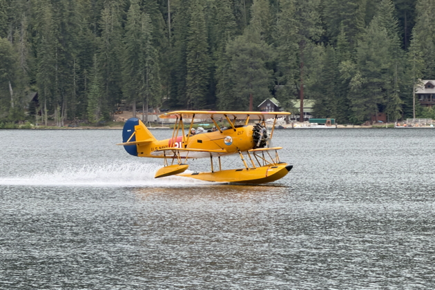 Touchdown in the N3N at Priest Lake, ID.